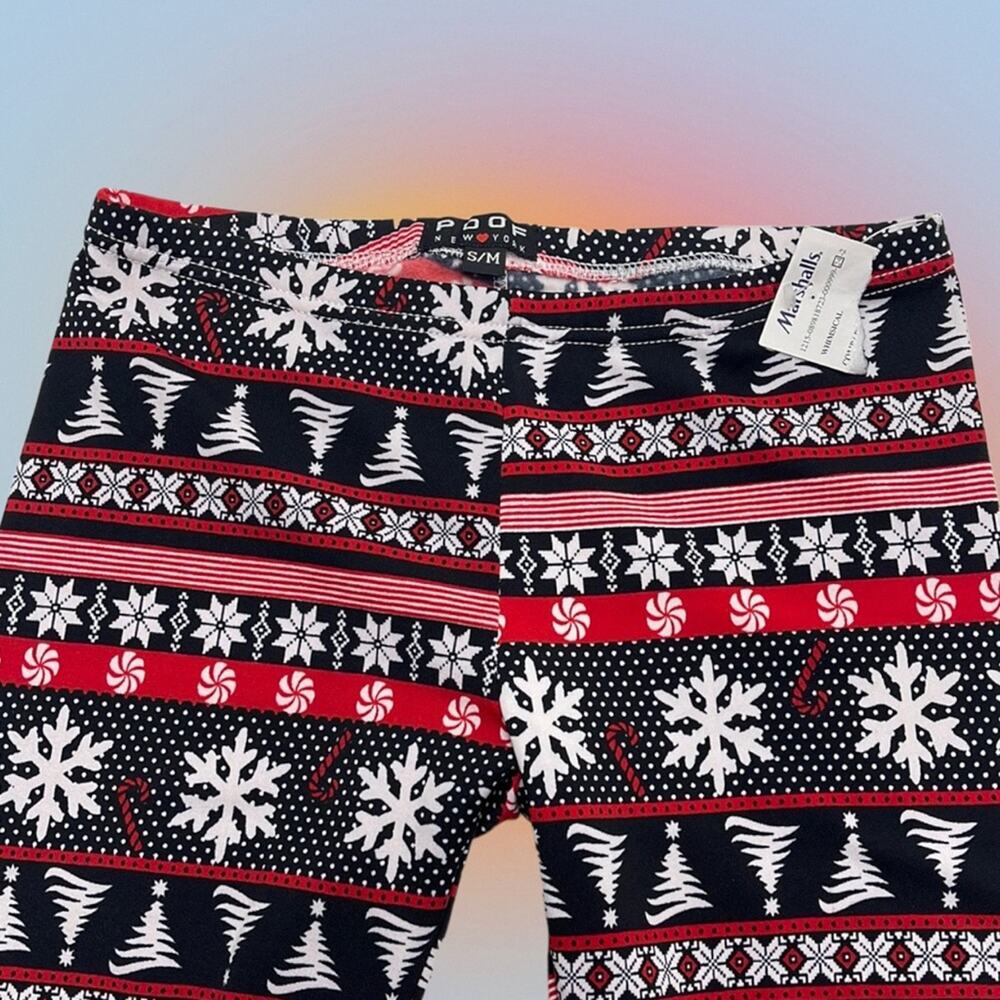 POOF NEW YORK Women’s S/M Black Red Christmas Leggings